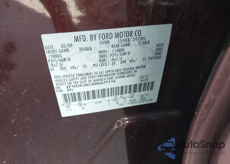 2009 Ford Edge Sel z USA, uszkodzony, nr VIN 2FMDK38C89BA77119